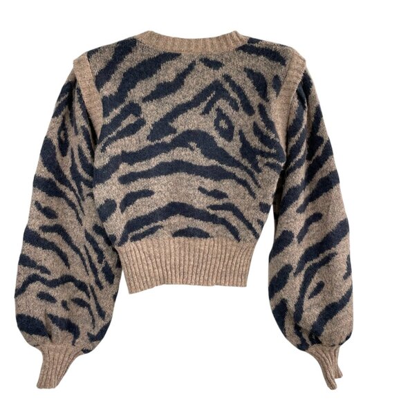 Anthropologie En Saison Mares Wool Blend Cropped Balloon Sleeve Sweater Womens M - Picture 5 of 14